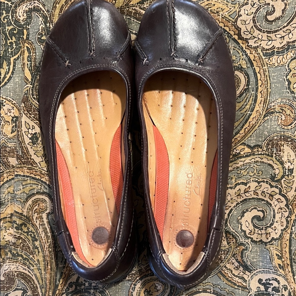 Clarks Dark Brown Leather Women's Flats
